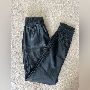 SuperDown Rinah Faux Leather Black Jogger Pants